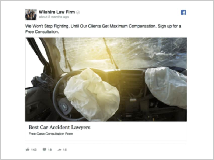 Facebook Retargeting Car Accident Lawyer