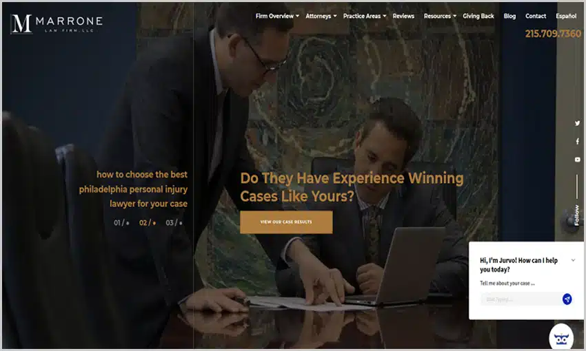 Personal Injury Lawyer Internet Marketing Marrone Law Firm Website