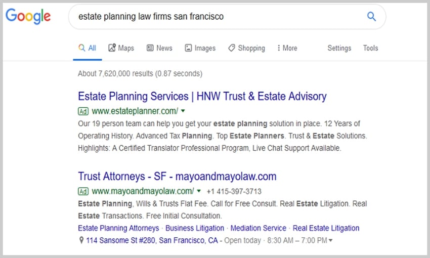 internet-marketing-estate-planning-lawyers-estate-planning-law-firms-san-francisco-google-search