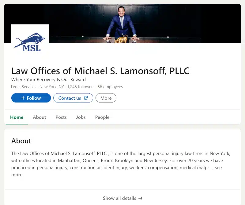 linkedin law firm company page