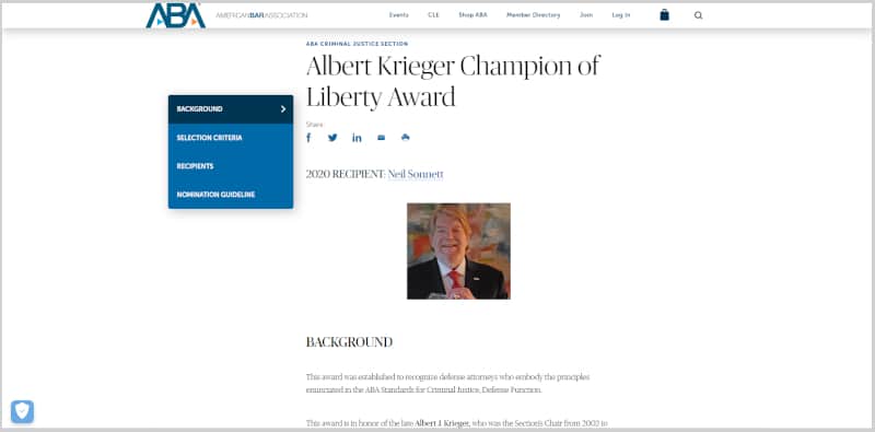 Albert Krieger Champion of Liberty Award