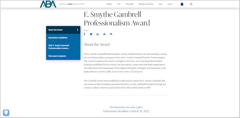 e smythe gambrell professionalism award