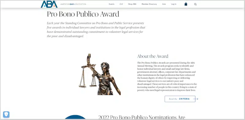 pro bono publico award