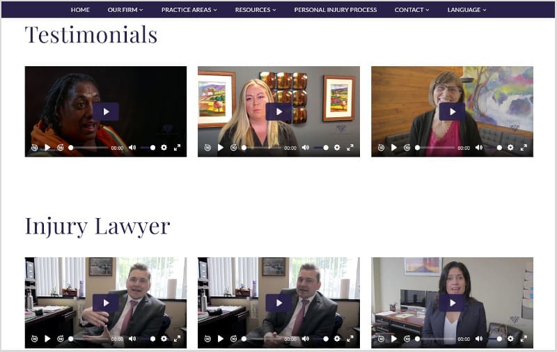 videos law firm websites