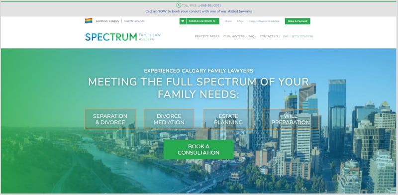 spectrum family law landing page