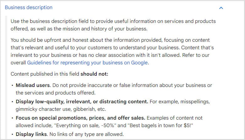 google business description