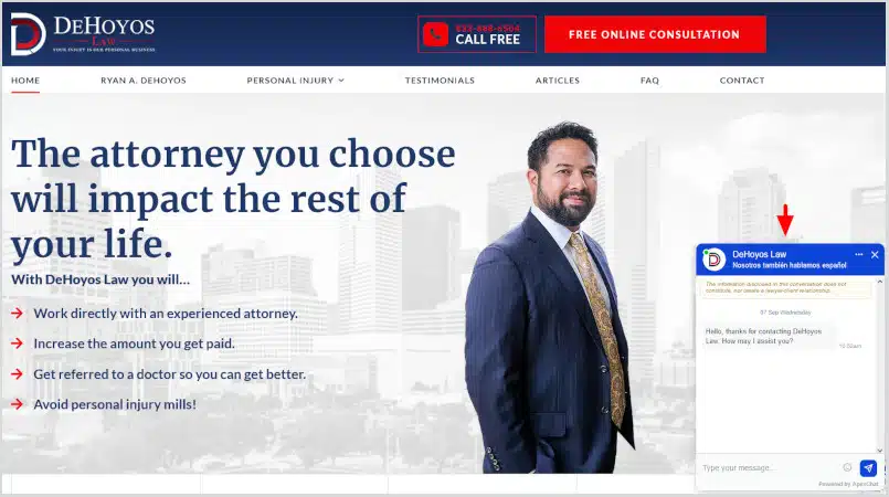 Law Firm Website Costs LIve Chat