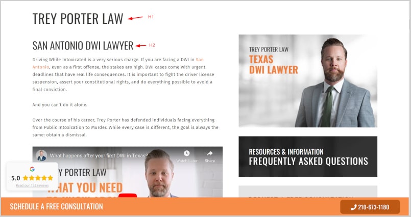 header tags law firm website