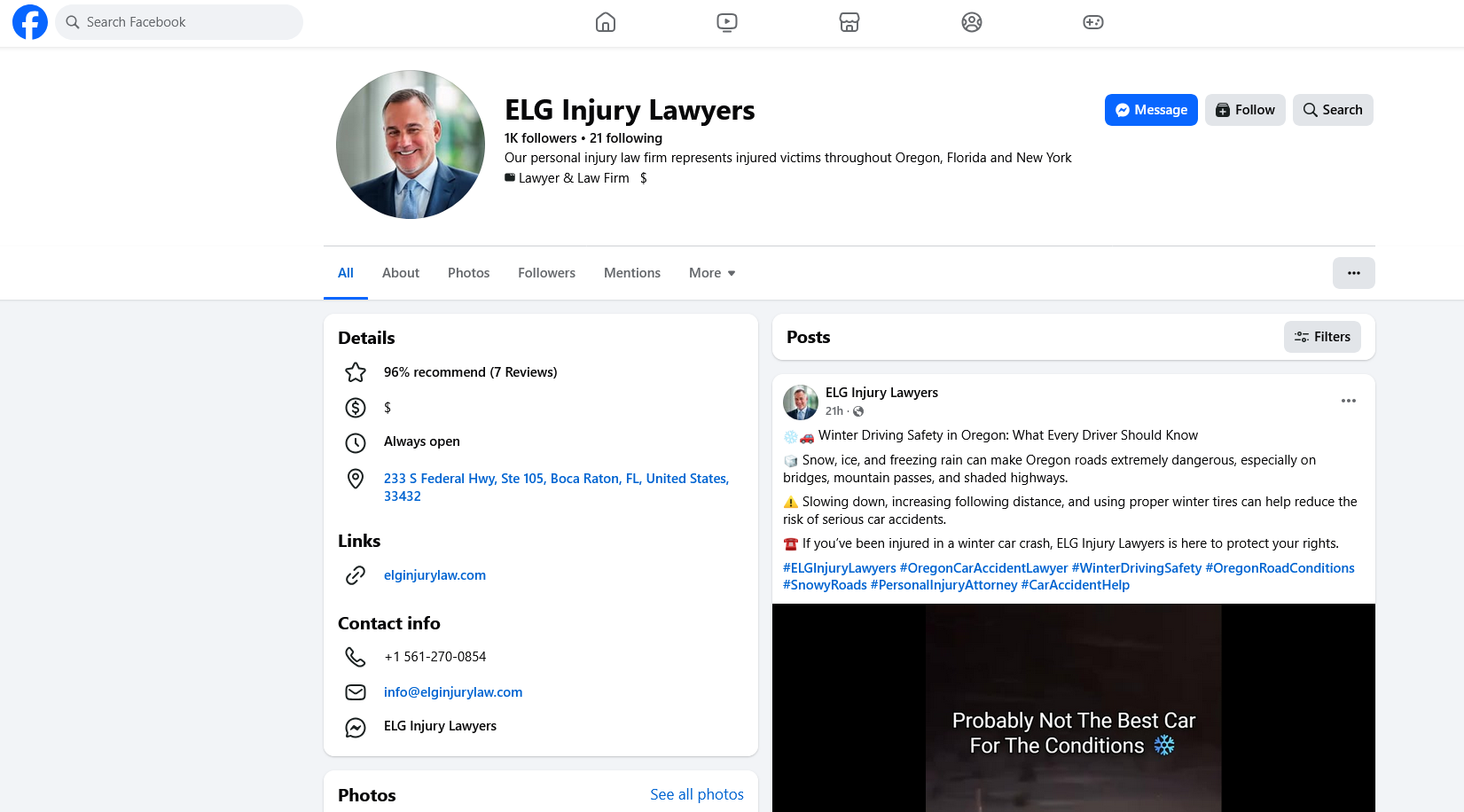 Expert Facebook Content Personal Injury Law