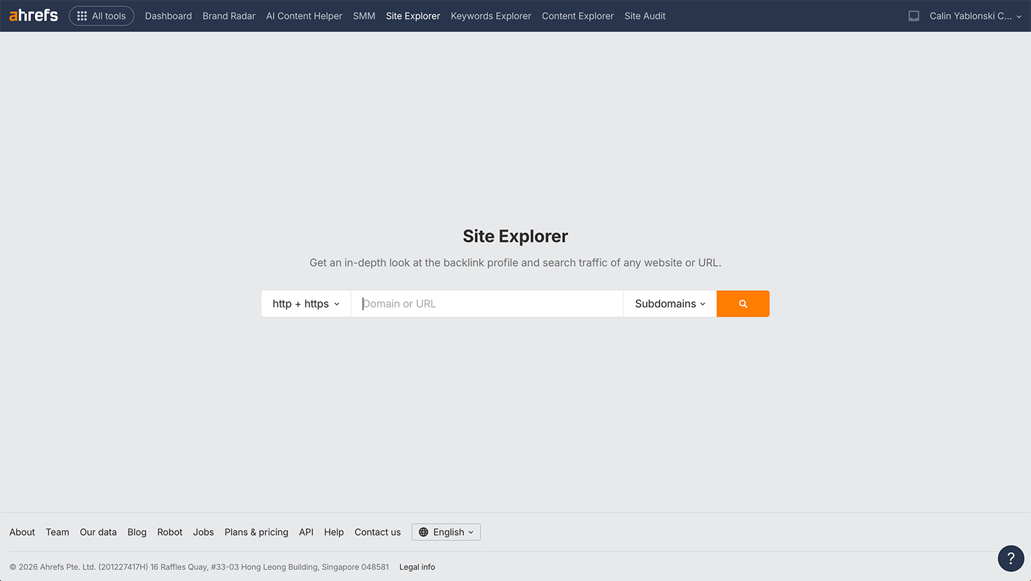 Ahrefs Site Explorer tool