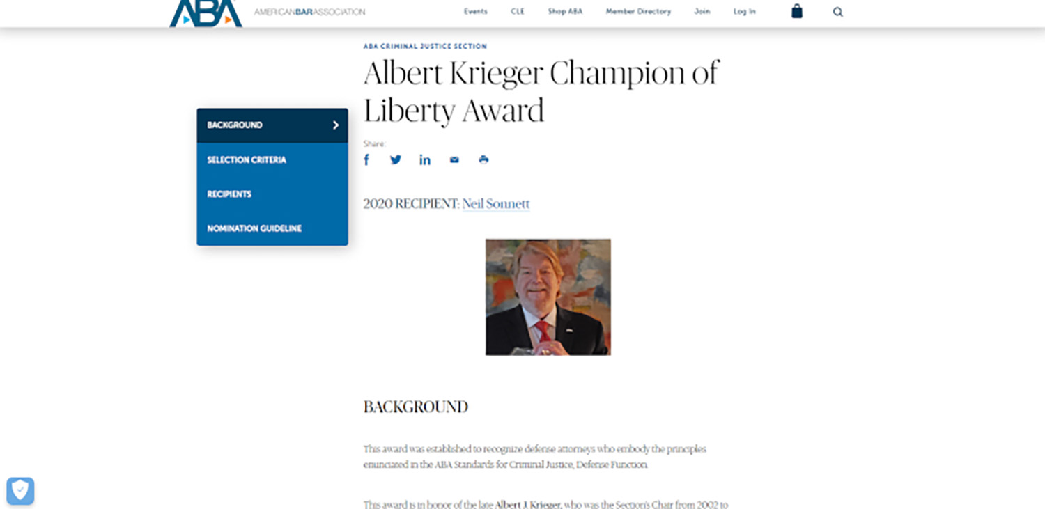 Albert Krieger Champion of Liberty Award