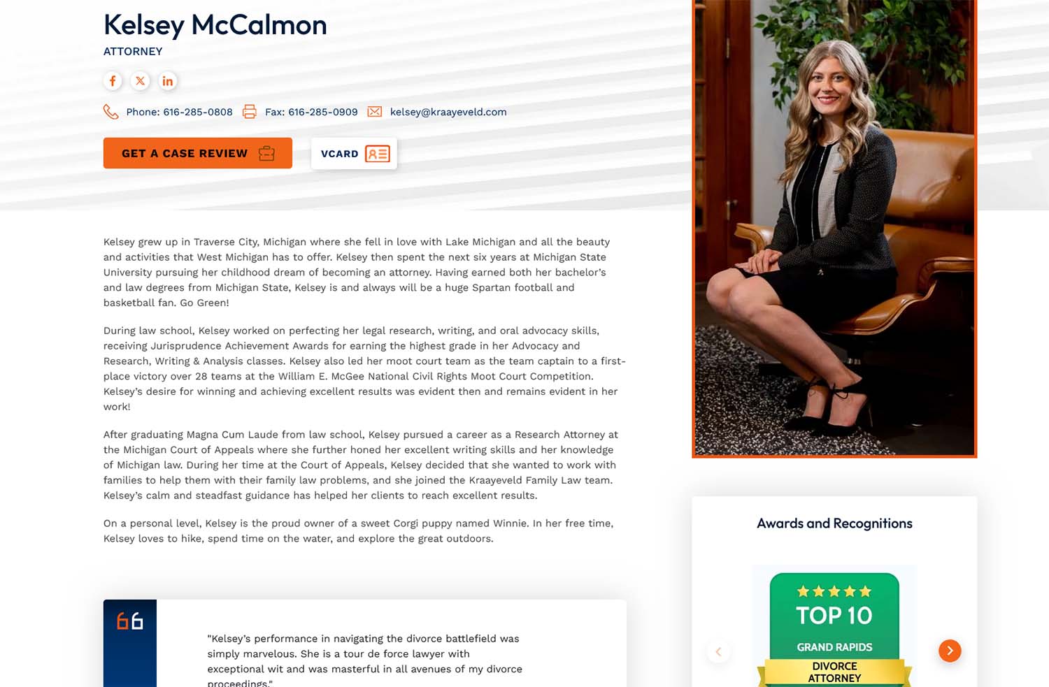 Attorney Bio Examples Testimonial