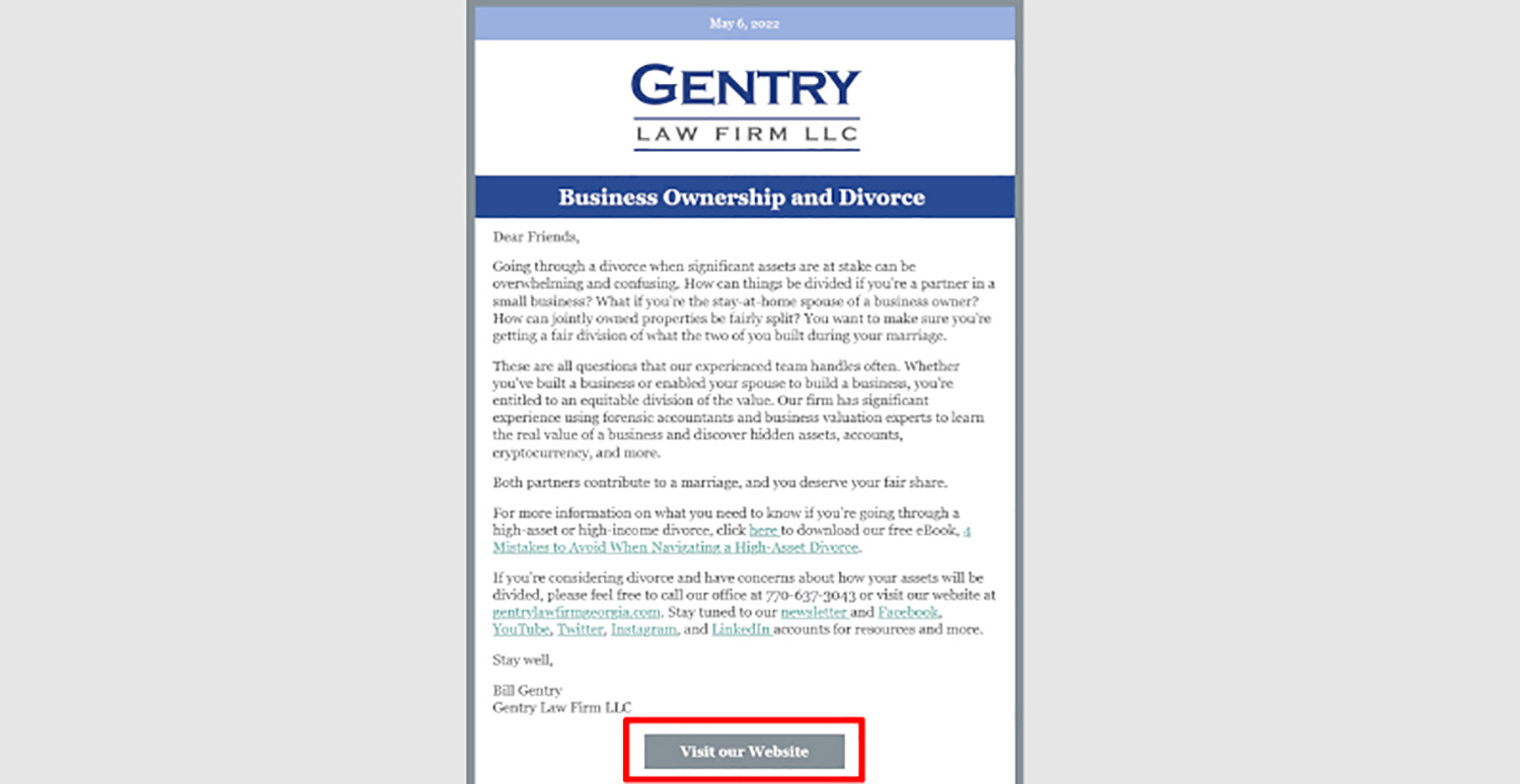 Law Firm Newsletter Call To Action