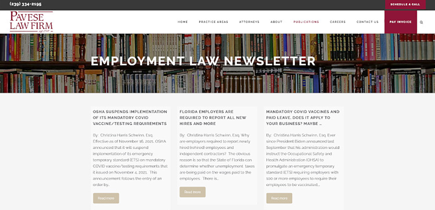 Law Firm Newsletter Content Teaser Articles