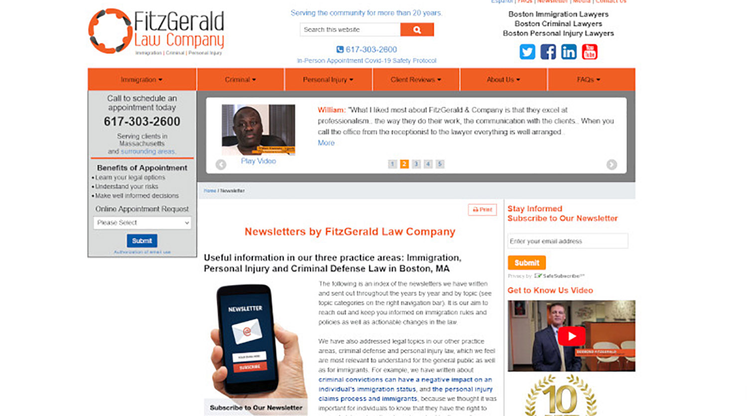 Law Firm Newsletter Content Testimonial