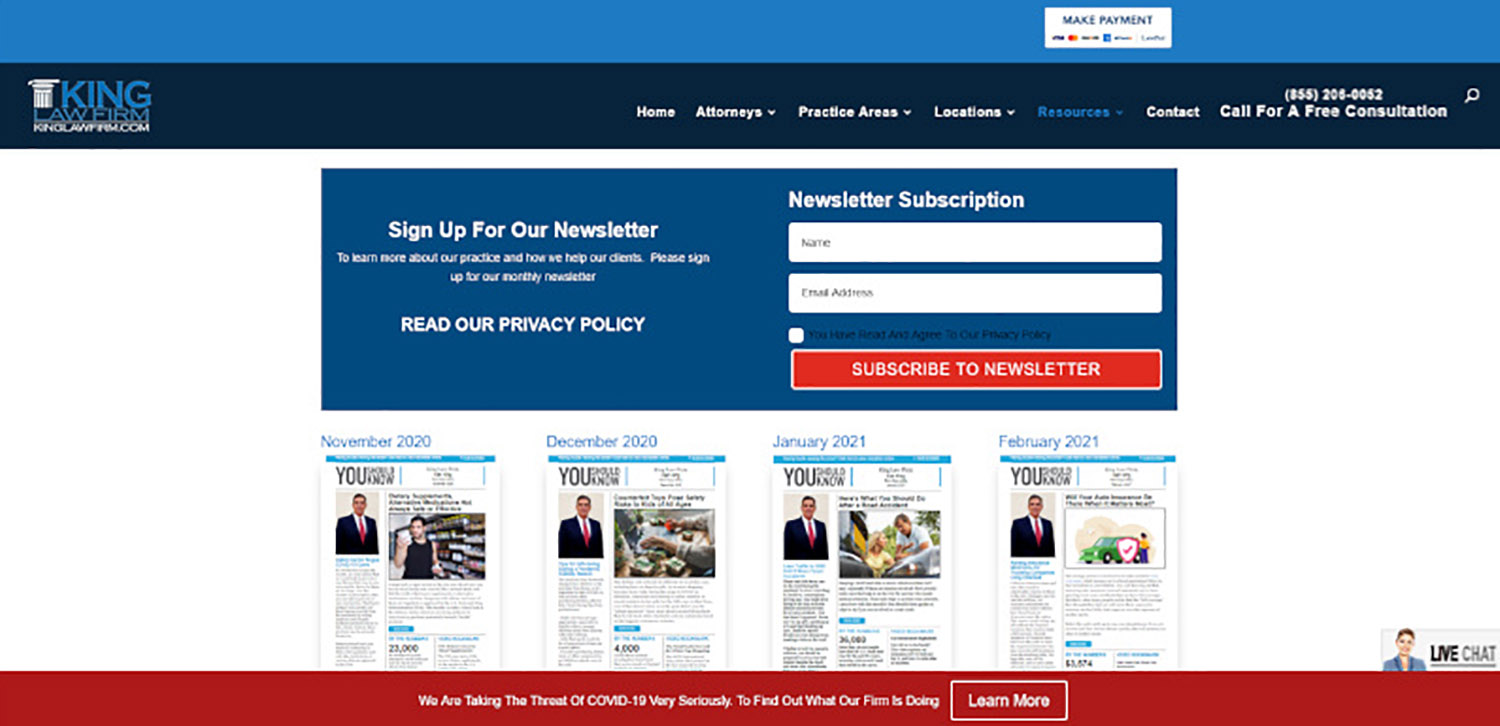 Law Firm Newsletters Subscription Optin