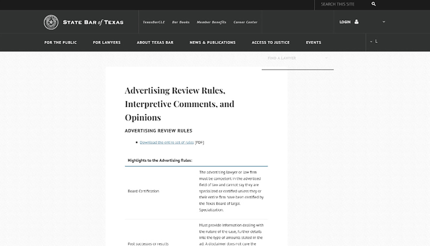 Lawyer Advertising Rules Texas