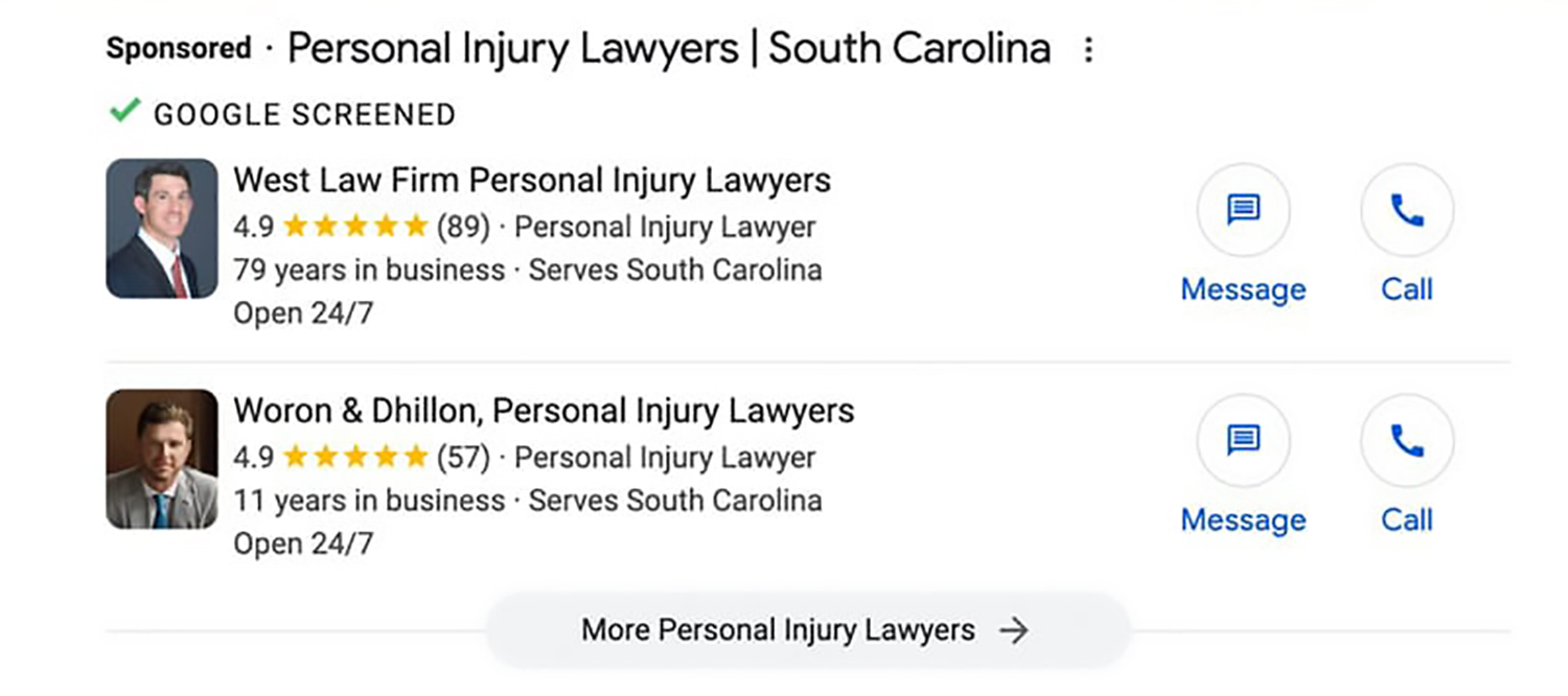 Local Service Ads for Lawyers-google-screened