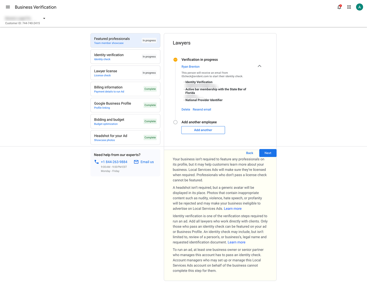 Local Service Ads for Lawyers-vertification