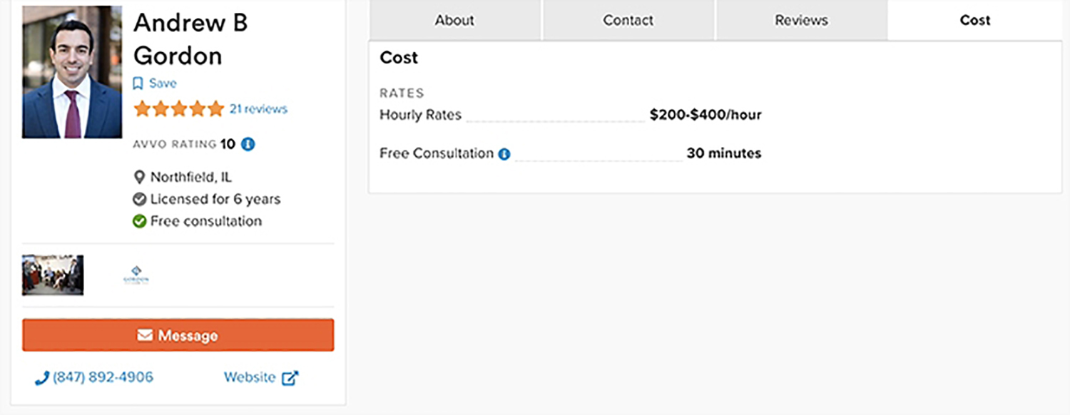 Avvo Lawyer Profile Cost