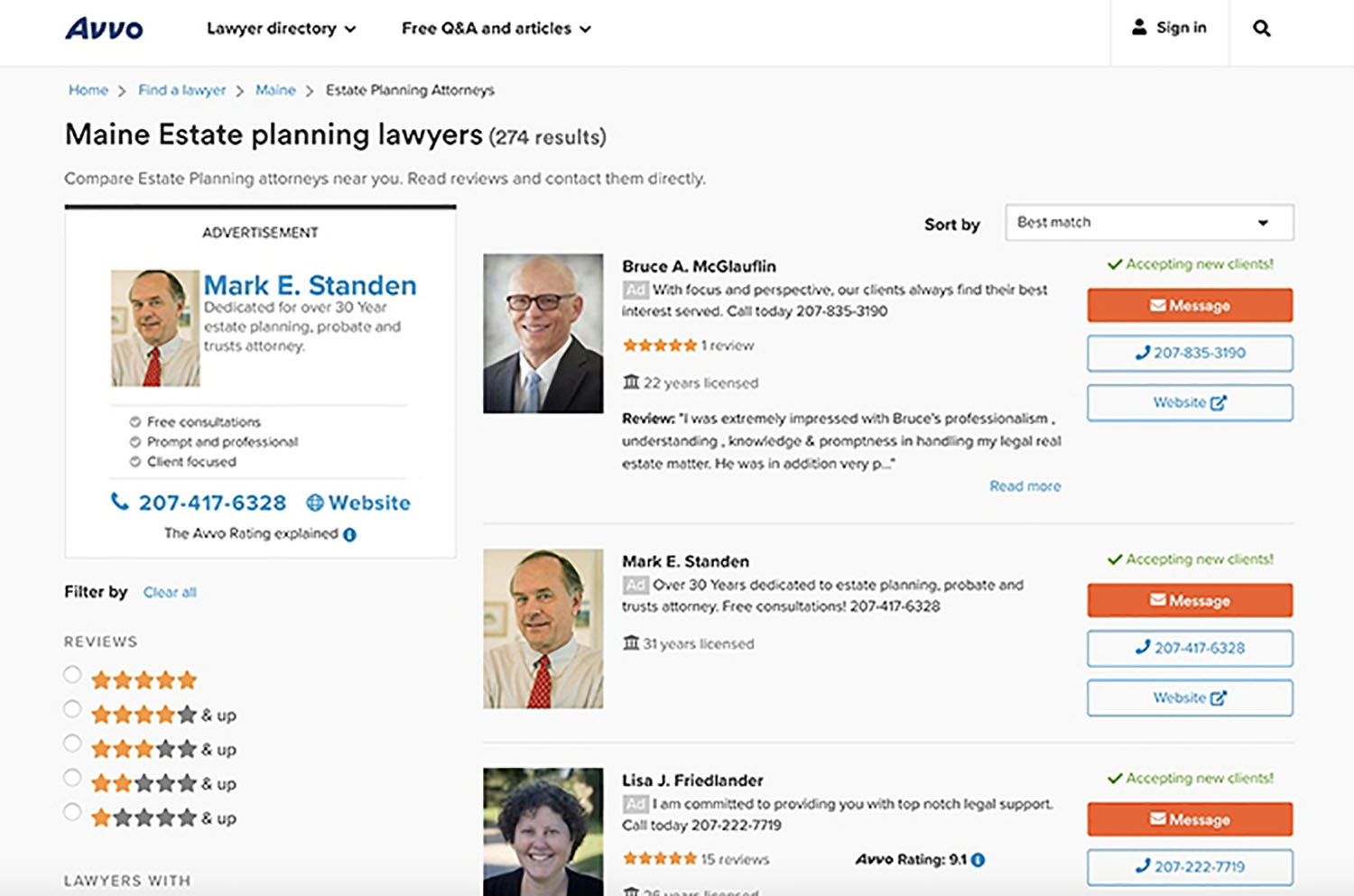 Avvo Maine Estate Planning