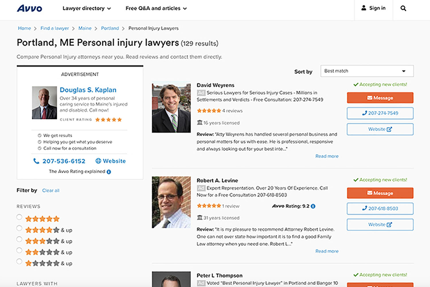 Avvo Portland Personal Injury