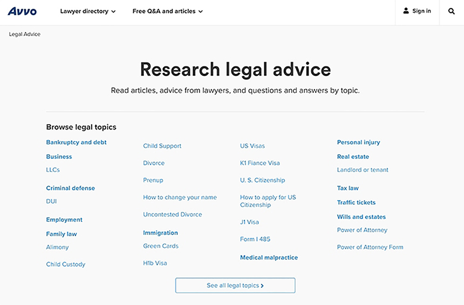Avvo Research Legal Advice