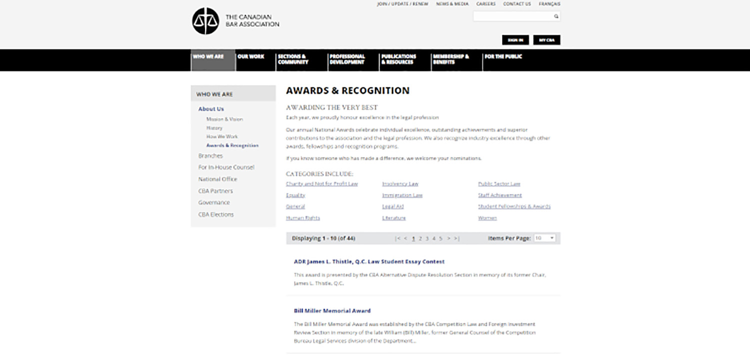 Canadian Bar Association Awards