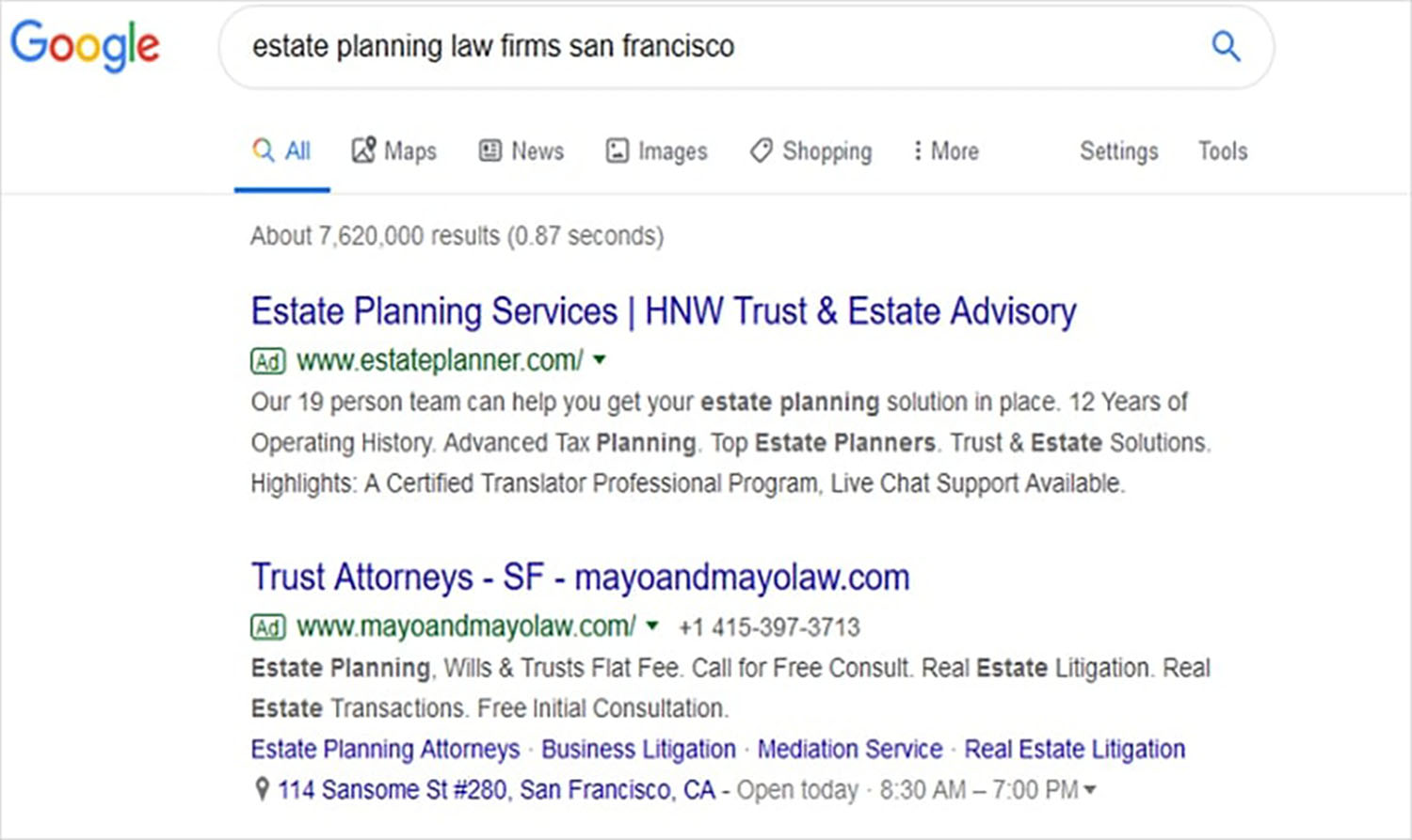 Internet Marketing Estate Planning Lawyers Estate Planning Law Firms San Francisco Google Search
