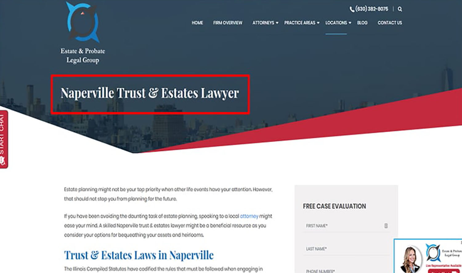 Internet Marketing Estate Planning Lawyers Estate Probate Legal Group Website Naperville
