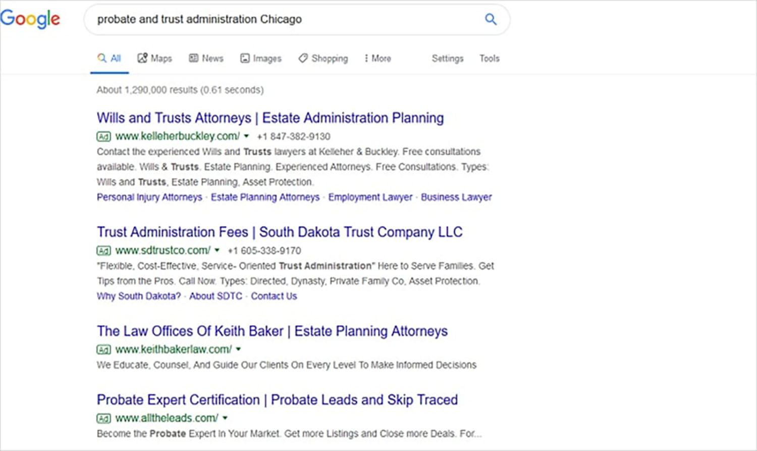 Internet Marketing Estate Planning Lawyers Probate Trust Administration Chicago Google Search