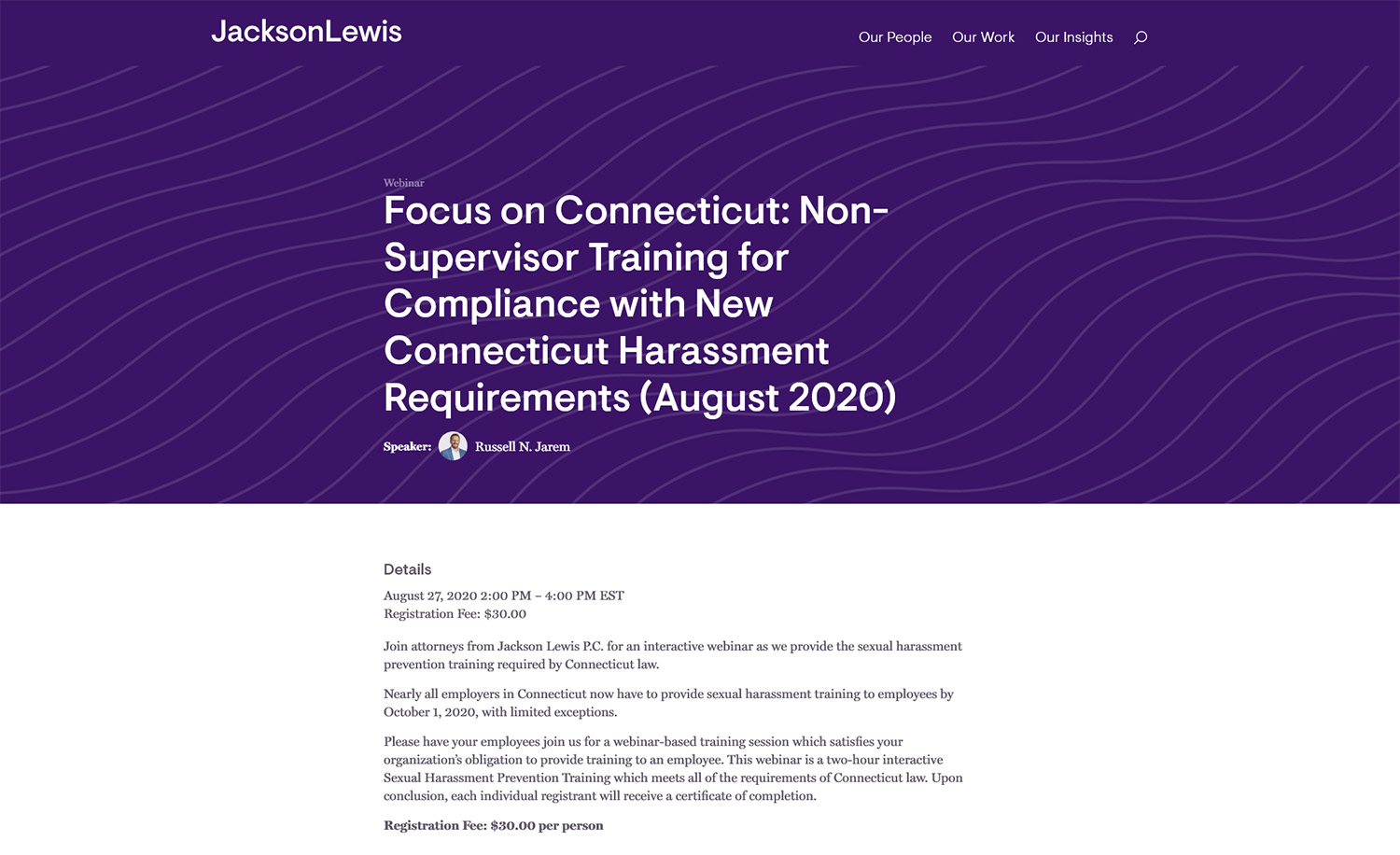 Jackson Lewis Law Firm Webinar