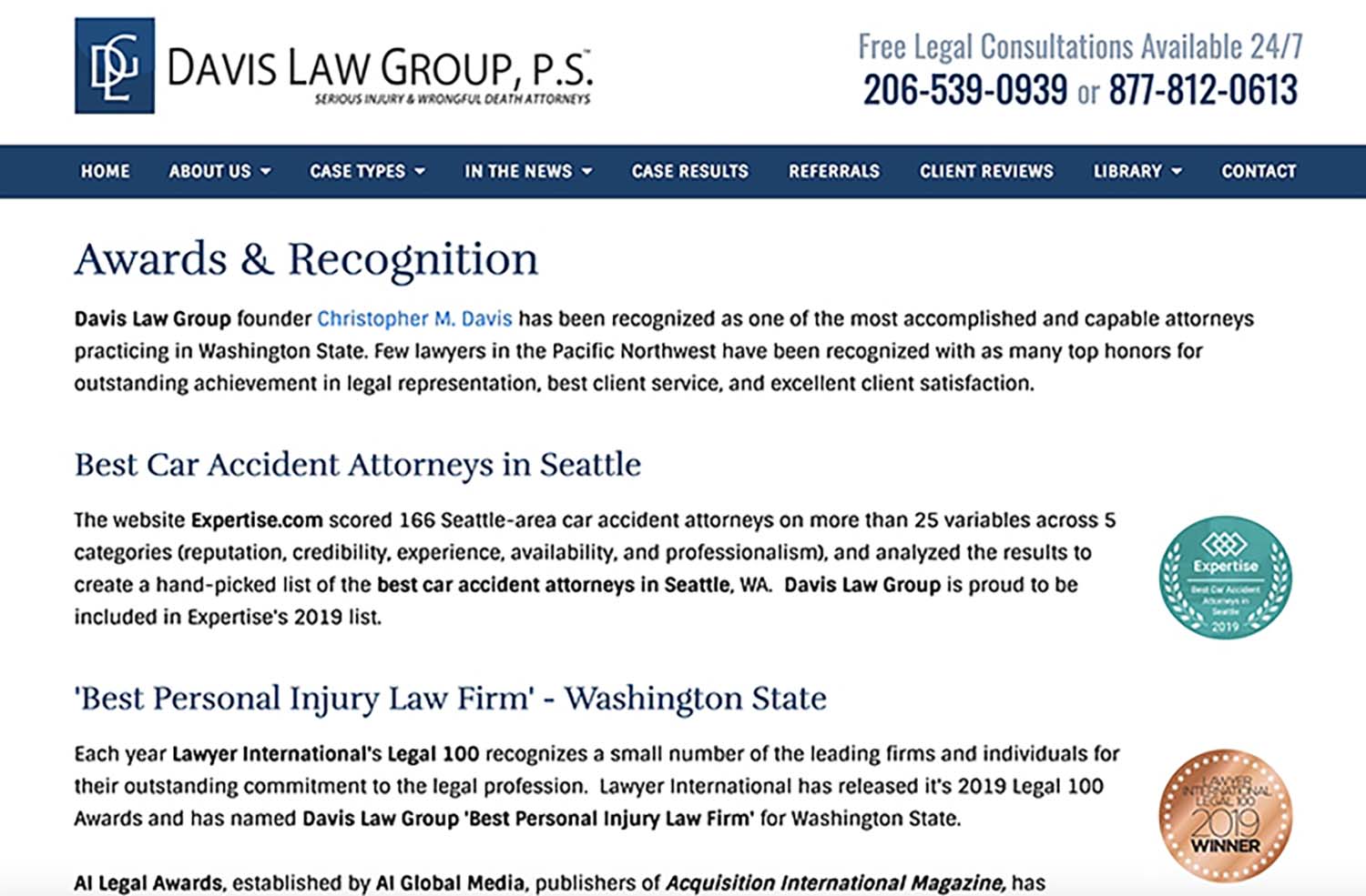 Law Firm Awards Davis Law Group