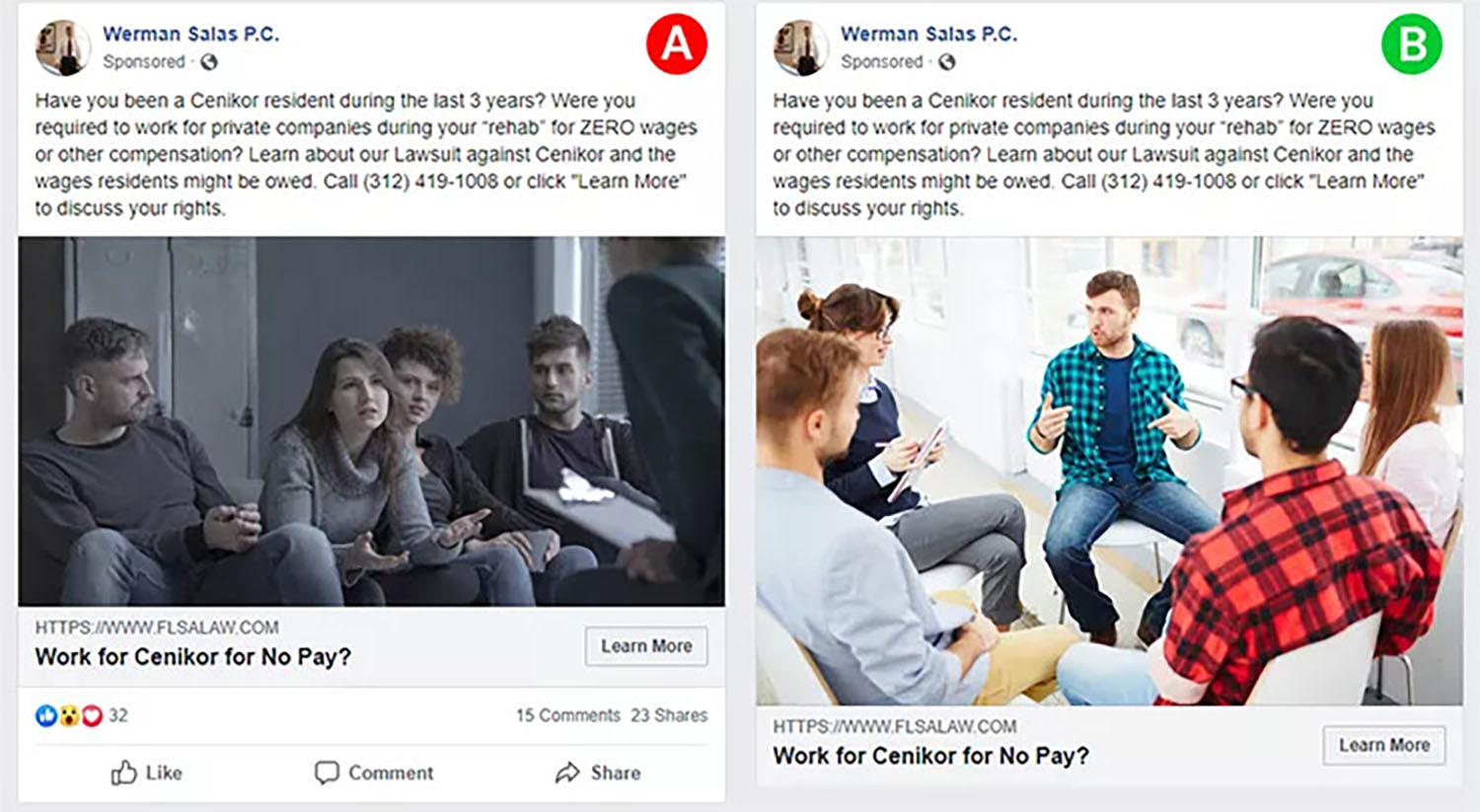 law-firm-facebook-a-b-test Law Firm Facebook A B Test