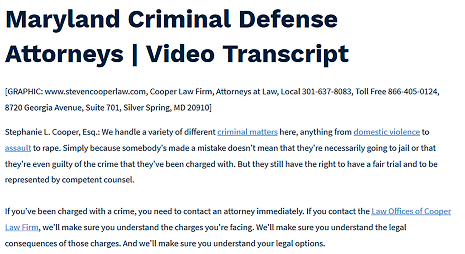 Law Firm Video Transcript