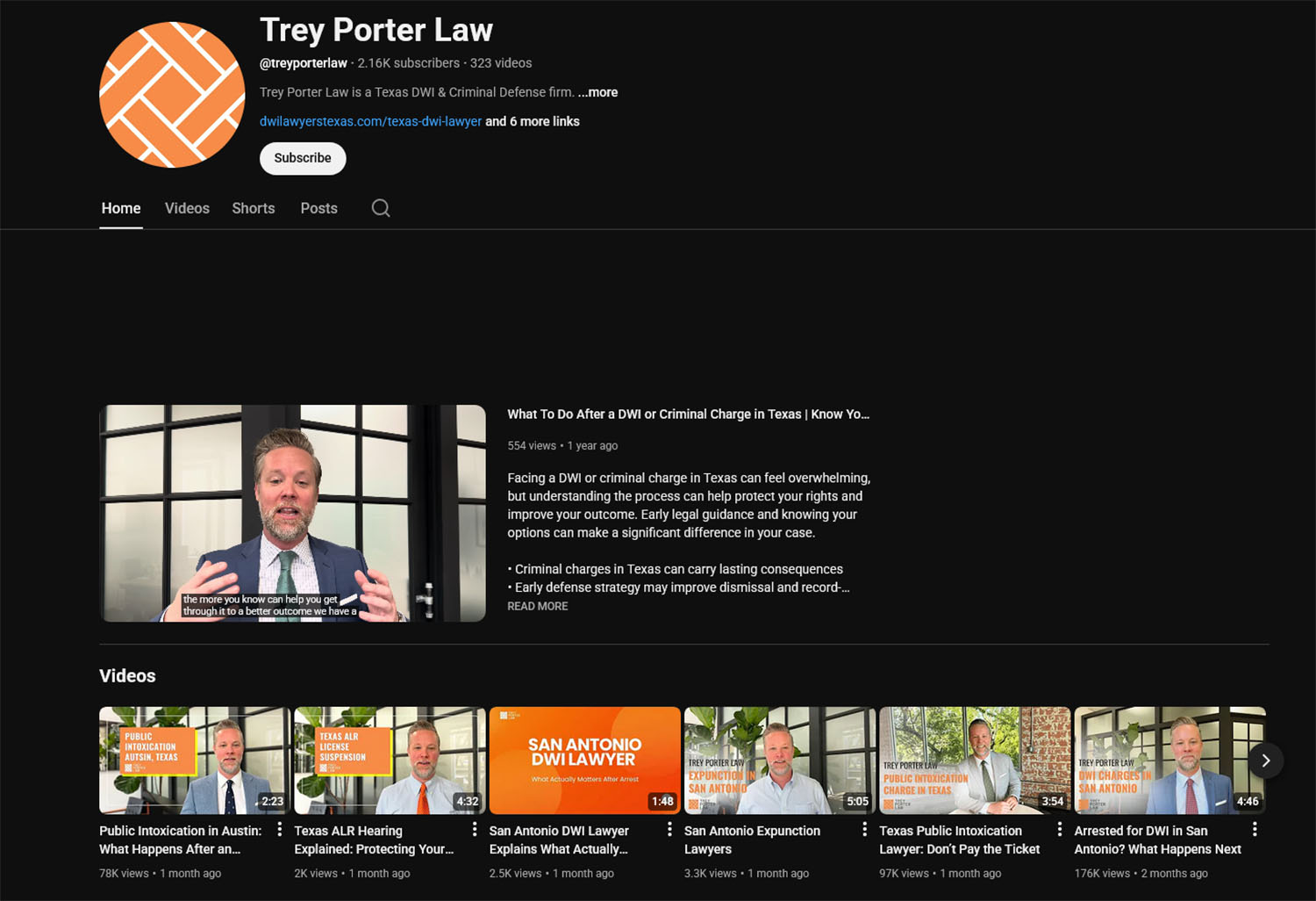 Law Firm Youtube Page