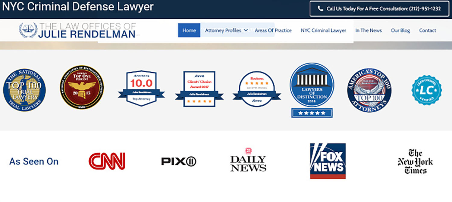 Lawyer Awards on Website