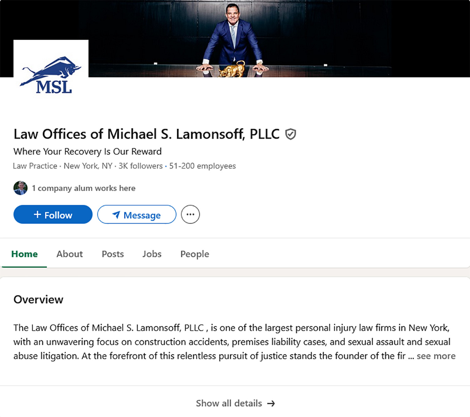 Linkedin Law Firm Company Page