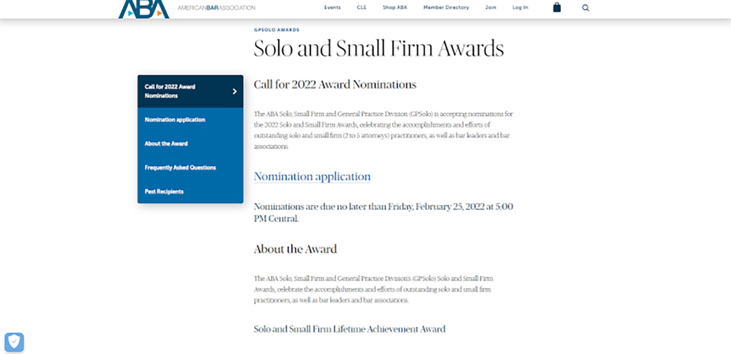 Solo and Small Firm Awards